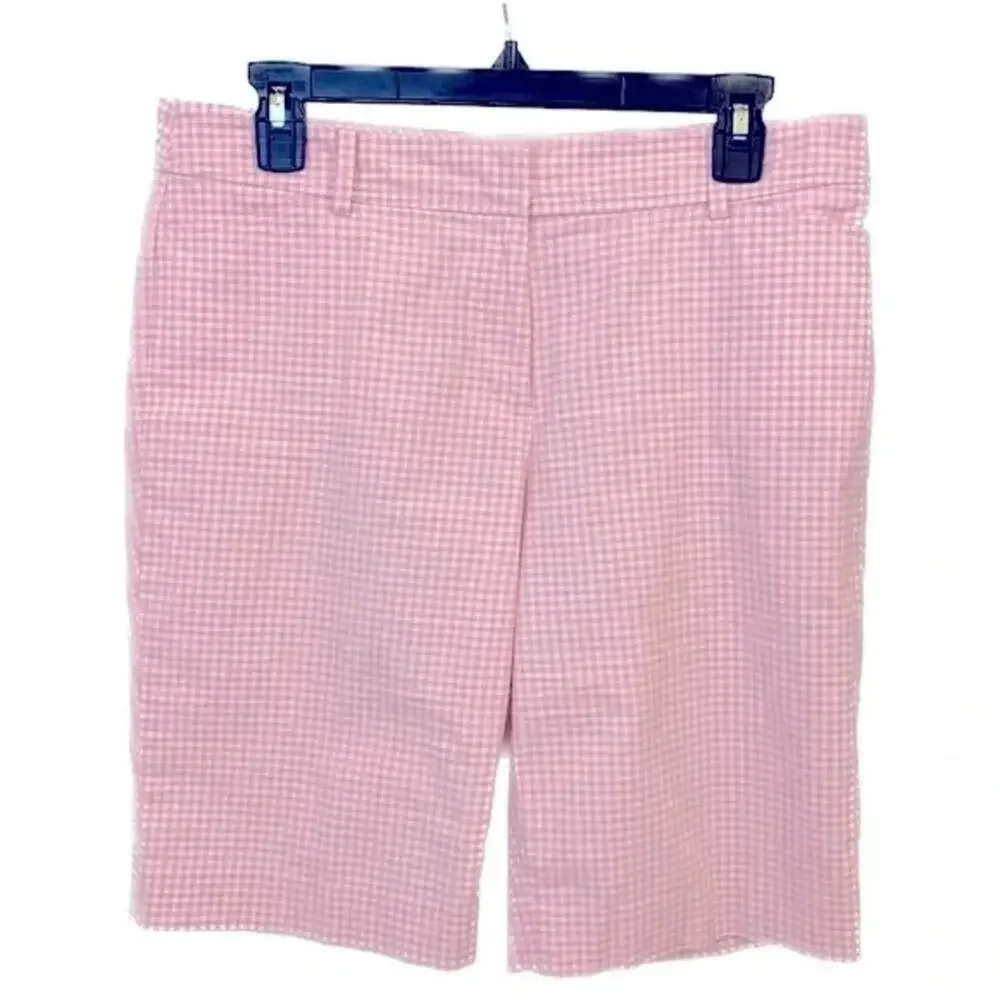 Talbots Perfect Shorts - Bermuda Length - Pink White Checks Gingham - Size 10‎